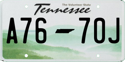 TN license plate A7670J