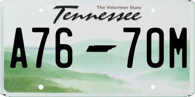 TN license plate A7670M