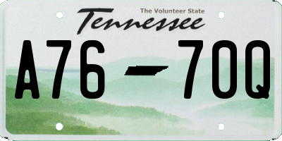 TN license plate A7670Q