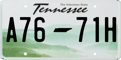 TN license plate A7671H