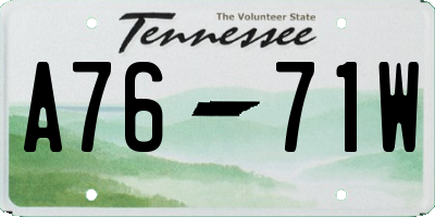 TN license plate A7671W