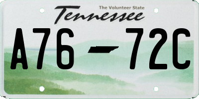 TN license plate A7672C