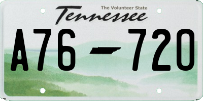 TN license plate A7672O