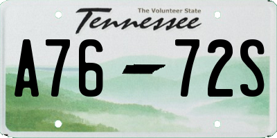 TN license plate A7672S