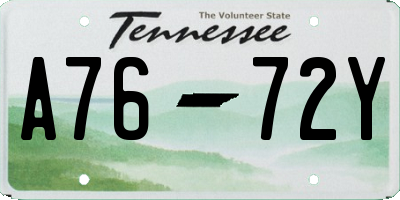 TN license plate A7672Y