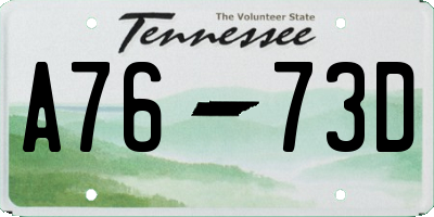 TN license plate A7673D
