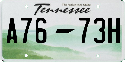 TN license plate A7673H
