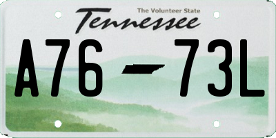 TN license plate A7673L