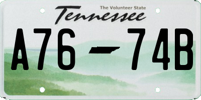 TN license plate A7674B