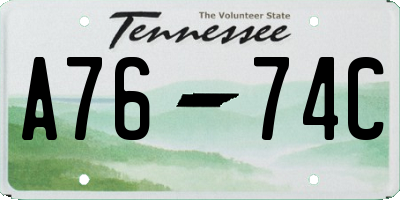 TN license plate A7674C