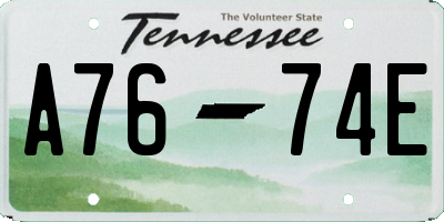 TN license plate A7674E