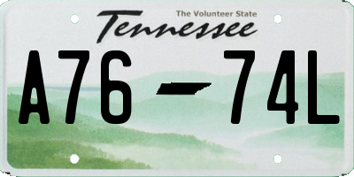 TN license plate A7674L