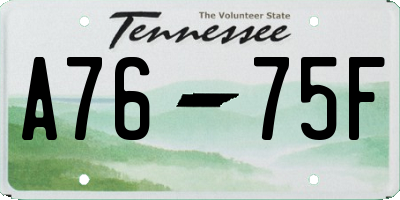 TN license plate A7675F