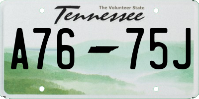 TN license plate A7675J