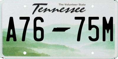 TN license plate A7675M
