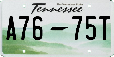 TN license plate A7675T