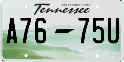 TN license plate A7675U