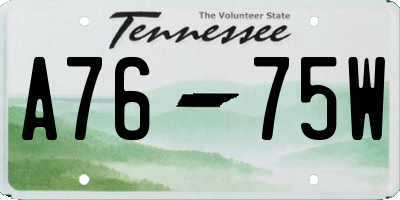 TN license plate A7675W