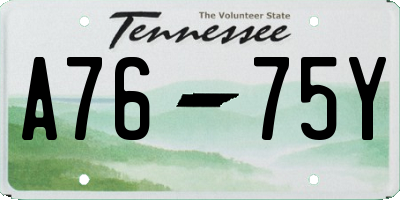 TN license plate A7675Y
