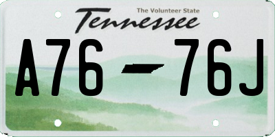 TN license plate A7676J