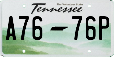 TN license plate A7676P