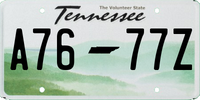 TN license plate A7677Z