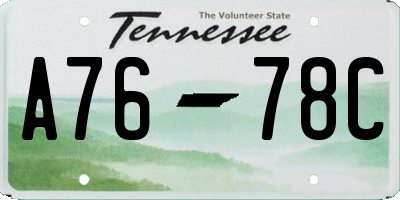 TN license plate A7678C