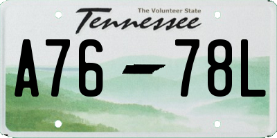 TN license plate A7678L