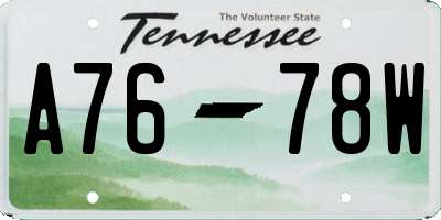 TN license plate A7678W