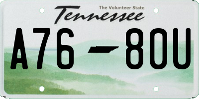 TN license plate A7680U