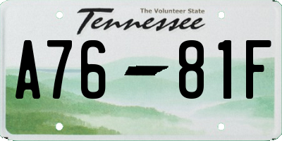 TN license plate A7681F