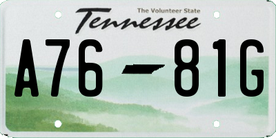TN license plate A7681G