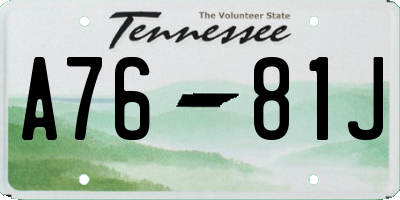 TN license plate A7681J