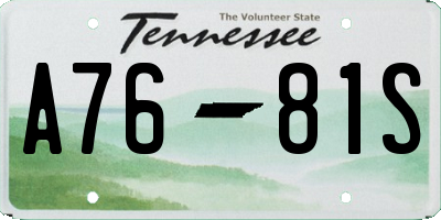 TN license plate A7681S