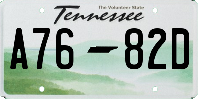 TN license plate A7682D