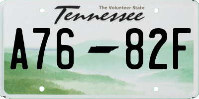 TN license plate A7682F