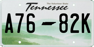 TN license plate A7682K