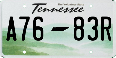 TN license plate A7683R