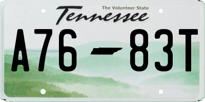 TN license plate A7683T