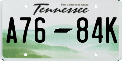 TN license plate A7684K