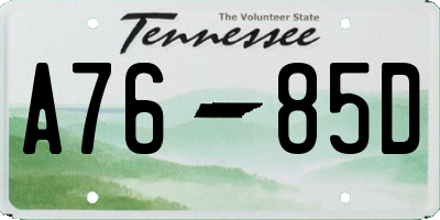 TN license plate A7685D