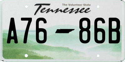 TN license plate A7686B