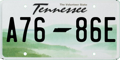 TN license plate A7686E
