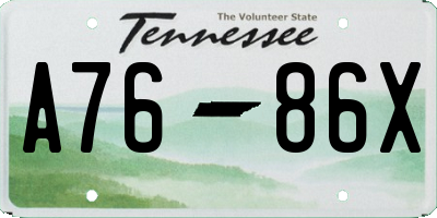TN license plate A7686X