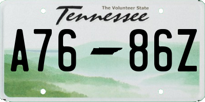 TN license plate A7686Z