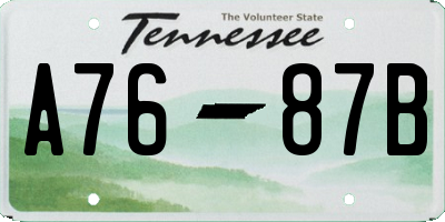 TN license plate A7687B