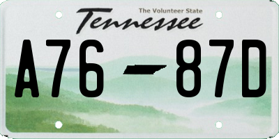 TN license plate A7687D