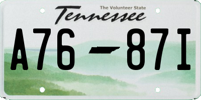 TN license plate A7687I