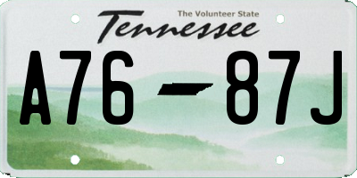 TN license plate A7687J