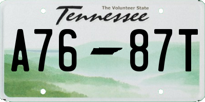 TN license plate A7687T